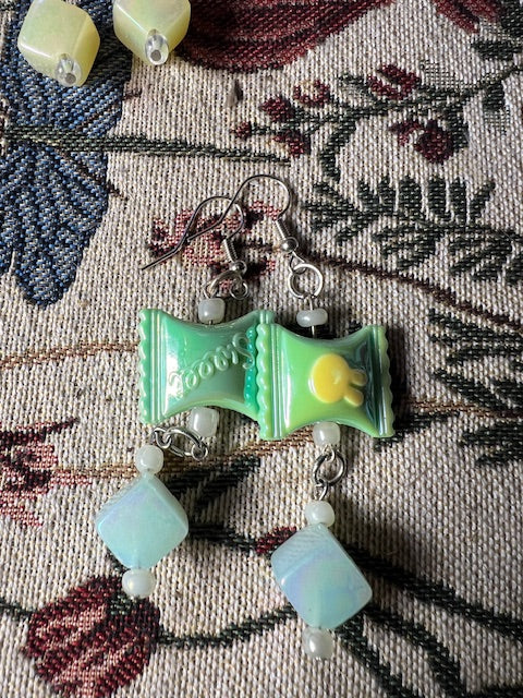 Green Bunny Candy Earrings